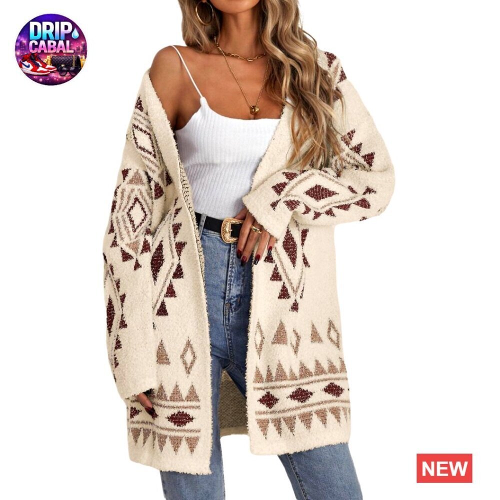 Open Front Long Sleeve Cardigan Boho Chunky Sweater Oversized Fall Outwear